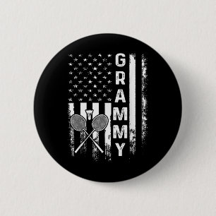 Badminton Grammy American Flag Vintage Christmas X 6 Cm Round Badge