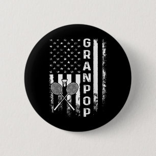 Badminton Granpop American Flag Vintage Christmas 6 Cm Round Badge