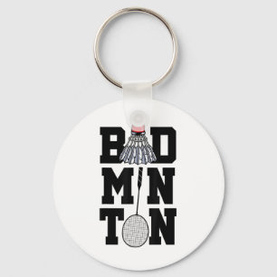 Badminton Graphic Badminton Player Shuttle Sports Key Ring