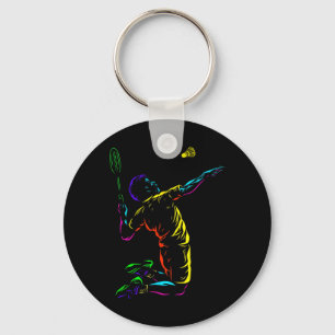 Badminton Graphic Badminton Player Shuttle Sports  Key Ring