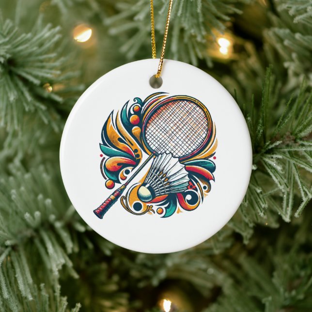 Badminton Graphic Ceramic Tree Decoration (Tree)