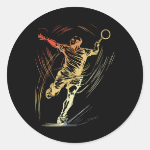 Badminton Guy Sketch Racquet Sport Shuttle Classic Round Sticker