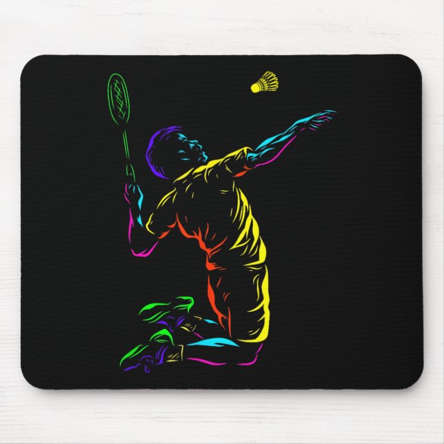 Badminton Guy Sketch Racquet Sport Shuttle  Mouse Pad (Front)