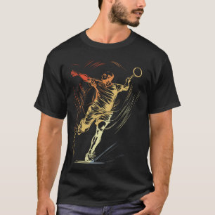 Badminton Guy Sketch Racquet Sport Shuttle T-Shirt
