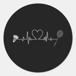 Badminton Heartbeat Funny Badminton Classic Round Sticker