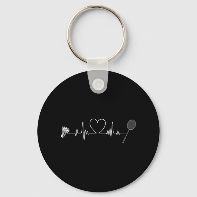 Badminton Heartbeat Funny Badminton  Key Ring (Front)