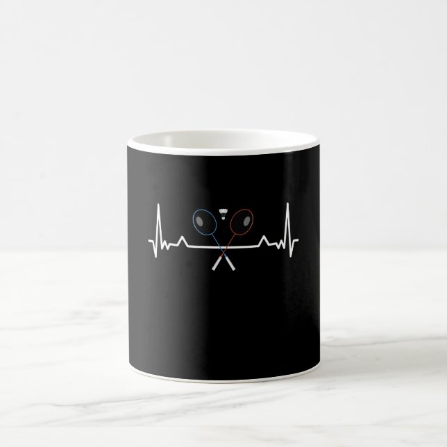Badminton Heartbeat Gift Coffee Mug (Center)