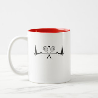 Badminton Heartbeat Gift Mom Dad Two-Tone Coffee Mug