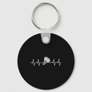 Badminton Heartbeat Pulse Love Badminton Players  Key Ring