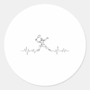 Badminton Heartbeat Shuttle Boys Kids Youth Men  Classic Round Sticker