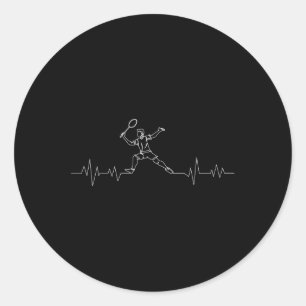 Badminton Heartbeat Shuttle Boys Kids Youth Men  Classic Round Sticker