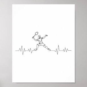 Badminton Heartbeat Shuttle Boys Kids Youth Men Poster