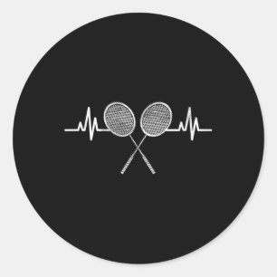 Badminton Heartbeat Sports Enthusiasts Sporty Boys Classic Round Sticker