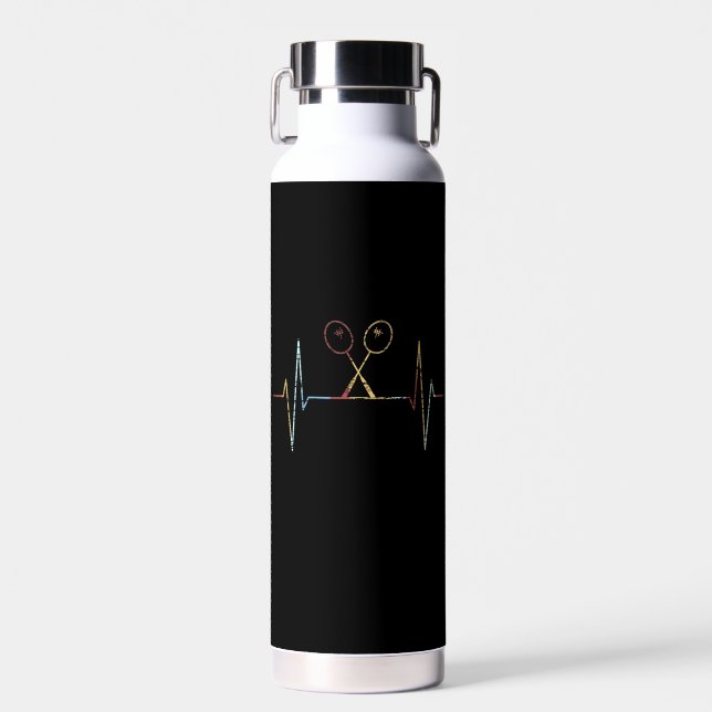 Badminton Heartbeat Water Bottle (Front)