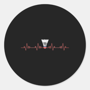 Badminton Heartbeat With Shuttle For Badminton Classic Round Sticker
