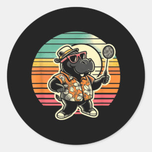 Badminton Hippo Shuttle  Classic Round Sticker