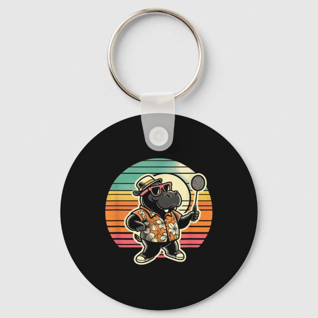 Badminton Hippo Shuttle  Key Ring (Front)