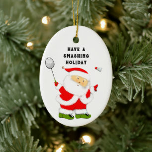 Badminton Holiday Gift Ceramic Tree Decoration