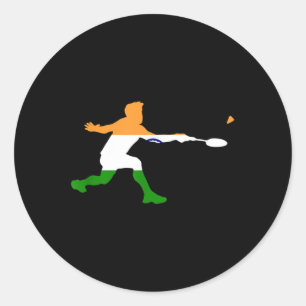 Badminton Indian Flag Racquet Shuttle Men Player  Classic Round Sticker