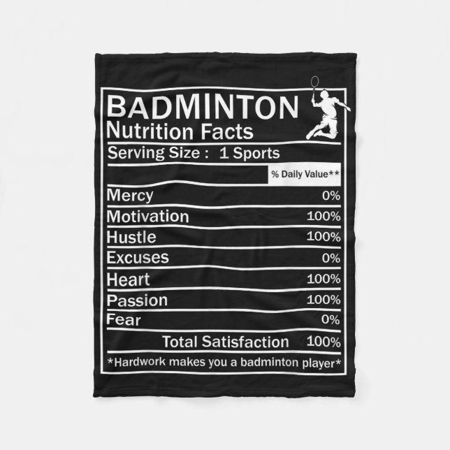 Badminton Ingredients Label Funny  Fleece Blanket (Front)