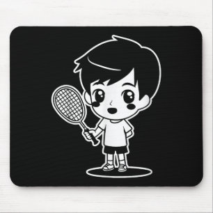 Badminton Kid Cartoon Racquet Sport Shuttle Mouse Pad