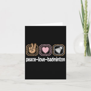 Badminton Leopard Print Women Girls Kid Peace Love Card