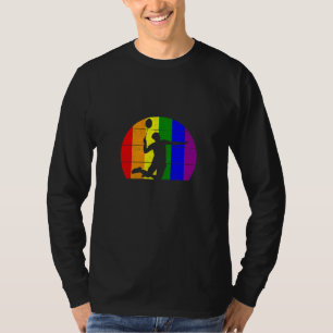 Badminton LGBTQ for men players gay sports ally T-Shirt