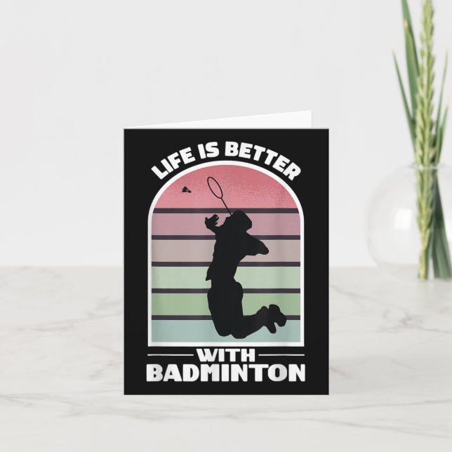 Badminton Life Funny Shuttle Retro Game  Card (Front)