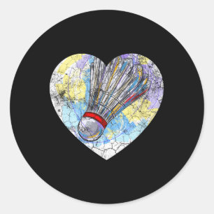 Badminton Lovers Badminton Heart Womens Mothers Gi Classic Round Sticker