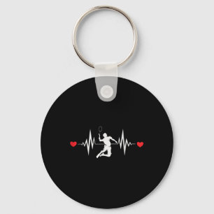Badminton Lovers Heartbeat Clothing  Key Ring
