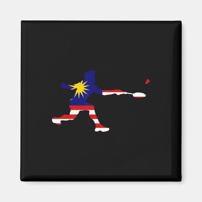 Badminton Malaysian Flag Racquet Shuttle Men Playe Magnet (Front)
