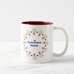 Badminton Mama Hearts Two-Tone Coffee Mug