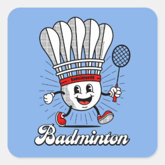 Badminton Mascot Classic Square Sticker