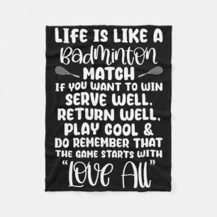 Badminton Match Sport Player Racket Shuttle Games  Fleece Blanket