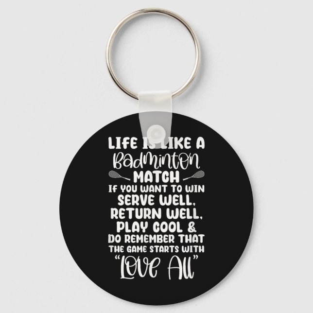 Badminton Match Sport Player Racket Shuttle Games  Key Ring (Front)