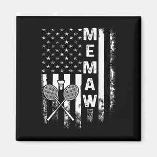 Badminton Memaw American Flag Vintage Christmas Xm Magnet