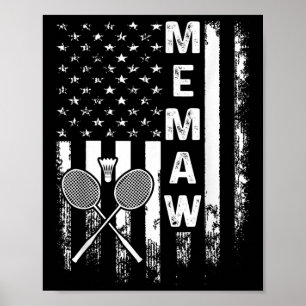 Badminton Memaw American Flag Vintage Christmas Xm Poster