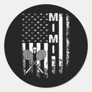 Badminton Mimi American Flag Vintage Christmas Xma Classic Round Sticker