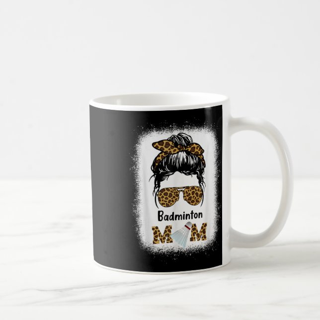 Badminton Mum Bleached Leopard Print Women Shuttle Coffee Mug (Right)