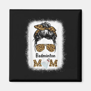 Badminton Mum Bleached Leopard Print Women Shuttle Magnet