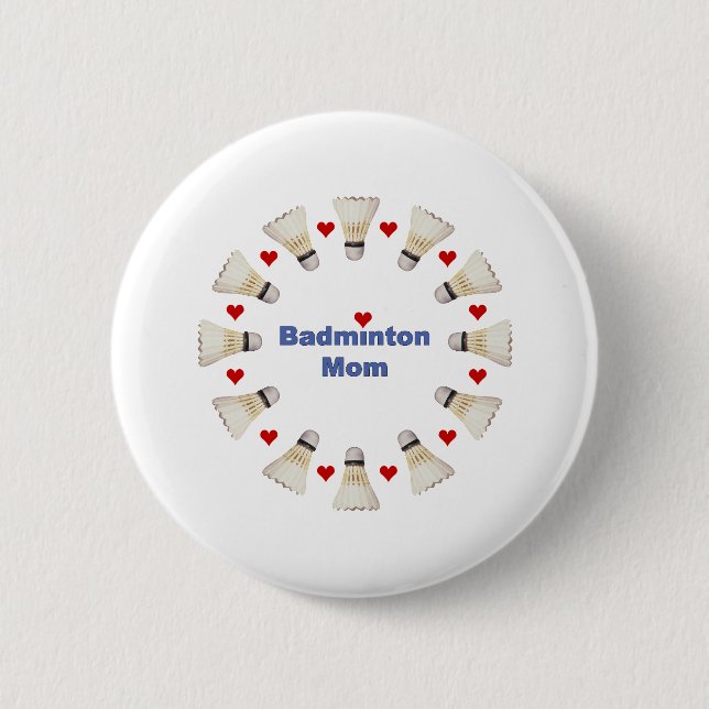 Badminton Mum Hearts 6 Cm Round Badge (Front)