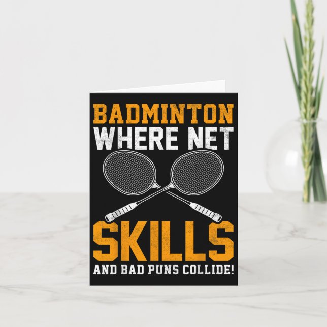 Badminton Net Skills Bad Puns Collide Badminton Pl Card (Front)