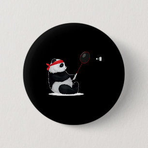 Badminton Panda Funny Sweet Sport Humour Shuttle A 6 Cm Round Badge