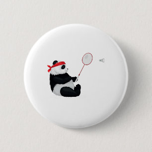 Badminton Panda Funny Sweet Sport Humour Shuttle A 6 Cm Round Badge