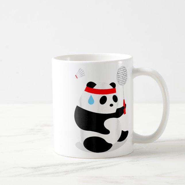 Badminton Panda Getting Sweaty Missed  Coffee Mug (Right)
