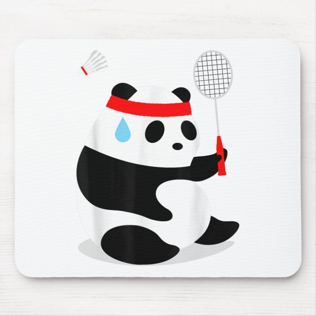 Badminton Panda Getting Sweaty Missed  Mouse Pad (Front)