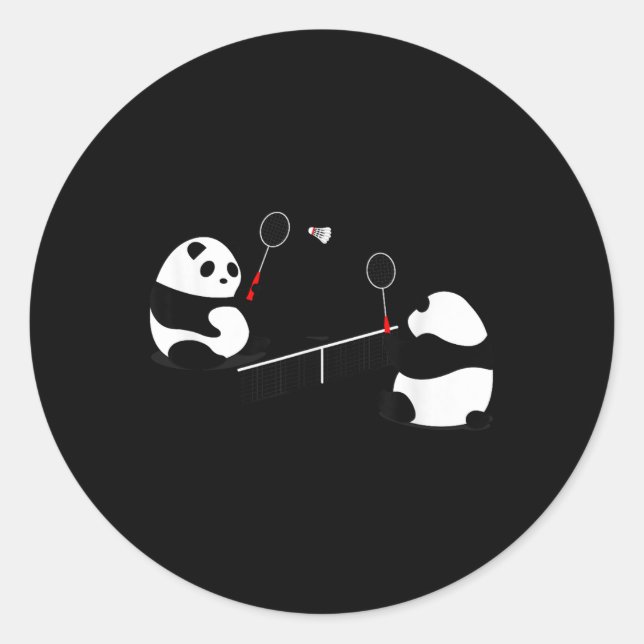Badminton Panda Volley  Classic Round Sticker (Front)