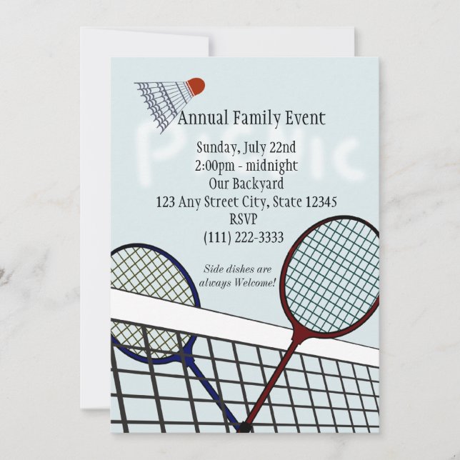 Badminton Party / Picnic Invitation (Front)