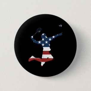 Badminton Player American Flag Apparel Badminton P 6 Cm Round Badge