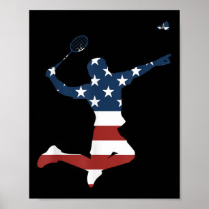 Badminton Player American Flag Apparel Badminton P Poster